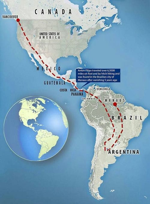 加拿大男子神秘失踪5年 万公里外巴西丛林被寻获