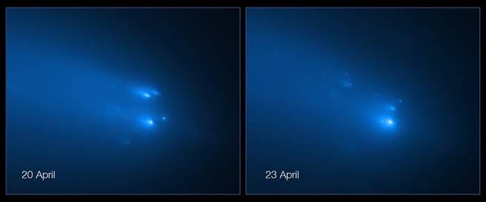 哈勃太空望远镜拍摄到阿特拉斯彗星C/2019 Y4 (ATLAS)分裂成30块