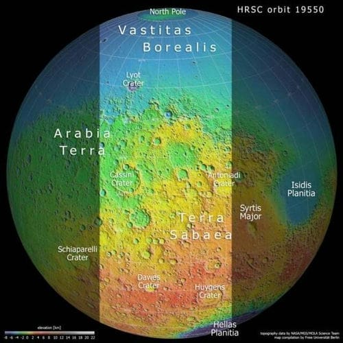 欧洲航天局（ESA）发布火星快车号拍摄的火星地形细节图