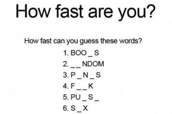 单字填空测你有多邪恶！题目：How fast you can guess these words？