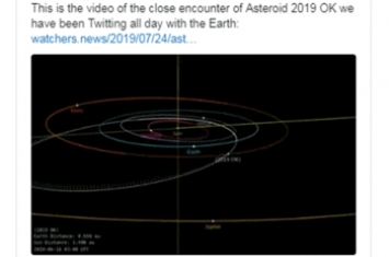 小行星“2019 OK”以8.7万公里时速近距离掠过地球